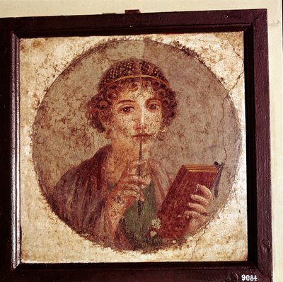 Retrato de Safo, Pompeya, Italia de Unbekannt