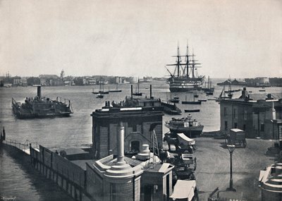 Portsmouth - Vista general del puerto, mostrando el barco de guerra de Nelson, La Victoria, 1895 de Unbekannt