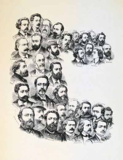 Póster con retratos de los Comuneros, Comuna de París de Unbekannt