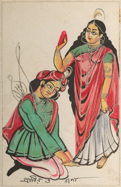 Pravira arrodillado a los pies de Jana, 1800s de Unbekannt