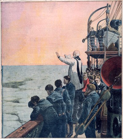 Oraciones en la escena del hundimiento del Titanic de Unbekannt