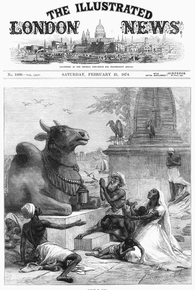 Rezando a Nandi por alivio de la hambruna, Bengala, India, 1874 de Unbekannt