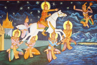 Monasterio Preah Prom Rath. Siddhartha Gautama vagaba solo por el palacio. Los lujos que antes le complacían ahora le parecían grotescos, Siem Reap, Camboya de Unbekannt
