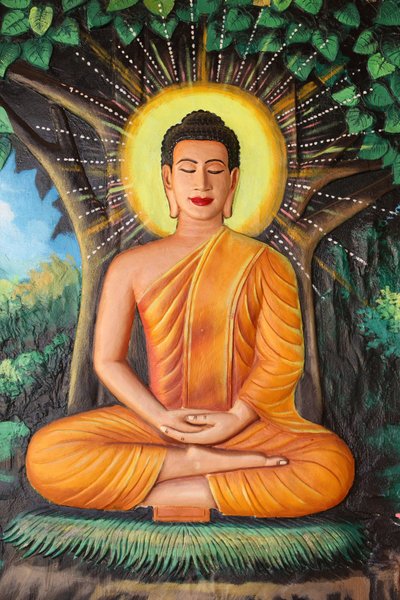 Monasterio Preah Prom Rath. Vida de Buda. Meditación en una flor de loto. Siem Reap, Camboya de Unbekannt