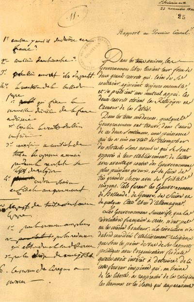 Notas preparatorias para el Concordato, 22 de noviembre de 1800, 1921 de Unbekannt