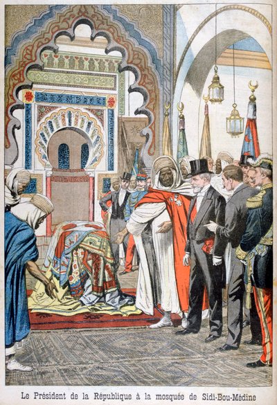 El presidente Loubet visitando la mezquita de Sidi Bou Medine, Tlemcen, Argelia, 1903 de Unbekannt
