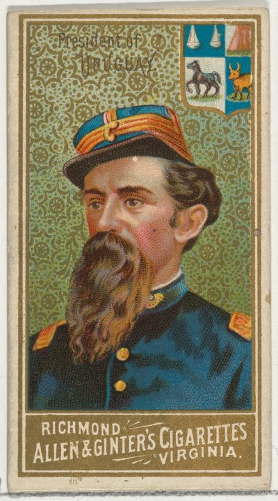 Presidente de Uruguay, de la serie Soberanos del Mundo N34 para Allen & Ginter Cigarettes, ..., 1889 de Unbekannt