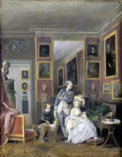 Príncipe Alexander Sergeevich Stroganov con su esposa Ekaterina Petrovna y sus hijos, ca 1778 de Unbekannt