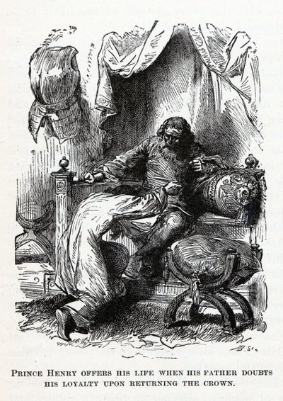 El príncipe Enrique ofrece su vida cuando su padre duda de su lealtad al devolver la corona, 1882 de Unbekannt