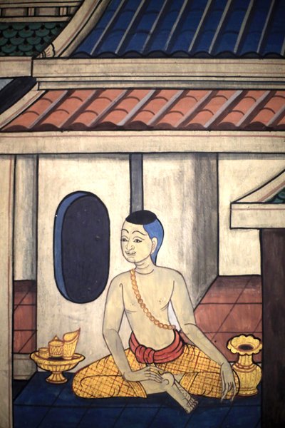 Príncipe Rama. Detalle de mural en las paredes interiores del Vihara de la era del rey Rama III que representa el Ramakian. Wat Pho - Wat Phra Chettuphon. 1788. Bangkok. Tailandia de Unbekannt