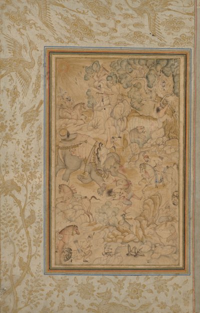 Príncipes cazando en un paisaje rocoso, c. 1580-85, bordes añadidos c. 1700s de Unbekannt