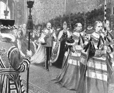 Princesa Alexandra...en la apertura del Primer Parlamento de Eduardo VII, 1901 de Unbekannt