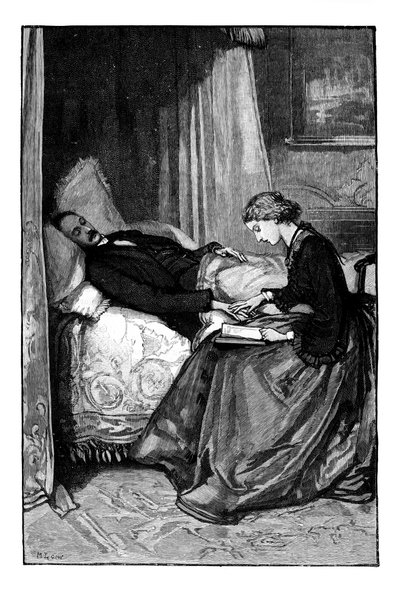 La Princesa Alicia leyendo a su padre, el Príncipe Alberto, c. 1850s de Unbekannt