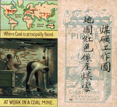 Áreas principales para la minería del carbón, de la serie de tarjetas de cigarrillos 