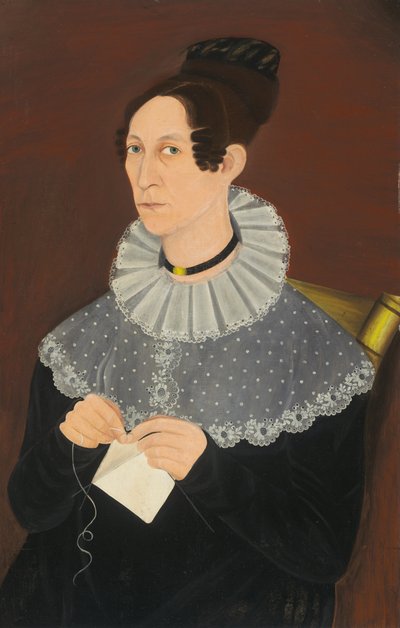 Probablemente Sarah Cook Arnold tejiendo, c. 1830 de Unbekannt