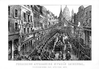 Procesión acercándose a la Catedral de San Pablo, Día de Acción de Gracias, 27 de febrero, 1872, 1899 de Unbekannt