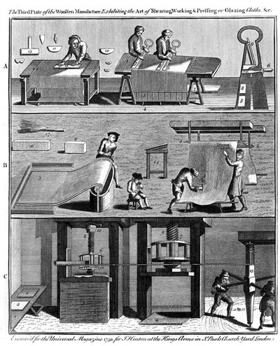 Producción de tela de lana, 1750 de Unbekannt