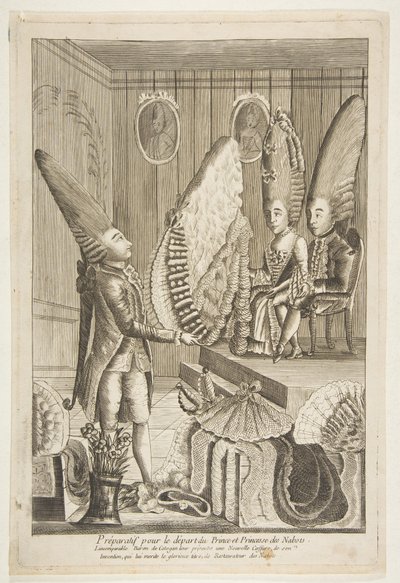 Prèparatif pour le départ du Prince et Princesse des Nabots. Lincomparable Baron ..., siglo XVIII de Unbekannt