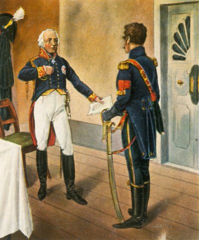 General prusiano Courbière, comandante de Graudenz, y enviado francés Savary, 1807, 1936 de Unbekannt