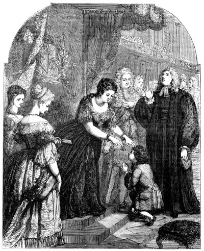 La Reina Ana 1665-1714 tocando al joven Samuel Johnson para curar el mal de Unbekannt