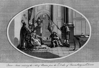 La Reina Ana recibiendo el Acta de Unión del Duque de Queensberry, 1707 1793 de Unbekannt