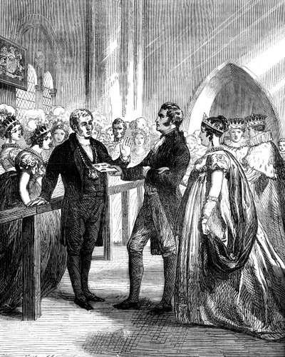 La reina Carolina 1768-1821 siendo rechazada de la Abadía de Westminster, 1820 de Unbekannt