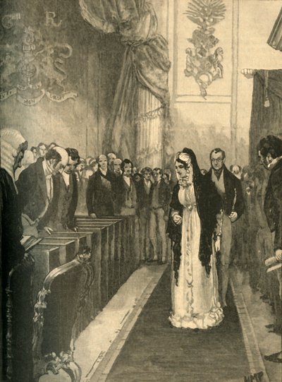 La reina Carolina entrando en la Cámara de los Lores durante su juicio, Westminster, Londres, 1820 c1890 de Unbekannt