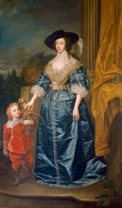 Reina Henrietta Maria y el enano Sir Jeffrey Hudson, siglo XVII de Unbekannt