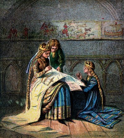 Reina Matilda y su tapiz, c1850 de Unbekannt
