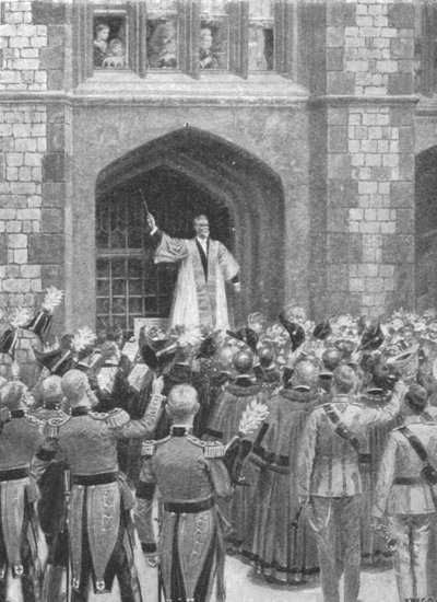 La Reina Victoria serenada en Windsor en la mañana de su octogésimo cumpleaños...1899, 1901 de Unbekannt