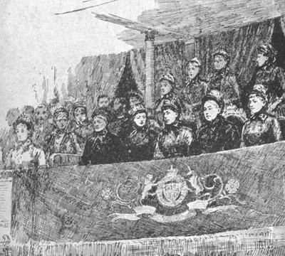 La Reina Victoria en la representación de... Mors et Vita en el Albert Hall, 1886 de Unbekannt