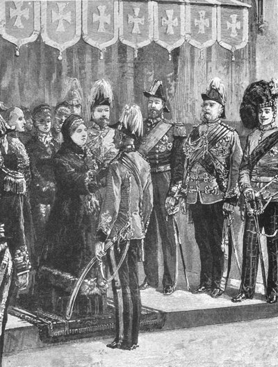 La reina Victoria condecorando a oficiales...en Windsor, 8 de diciembre de 1879, 1901 de Unbekannt