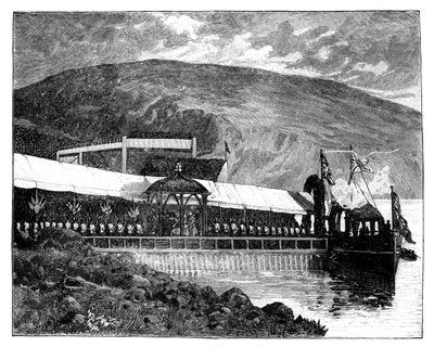 La Reina Victoria inaugurando las obras hidráulicas de Glasgow en Loch Katrine, Escocia, 1859 de Unbekannt