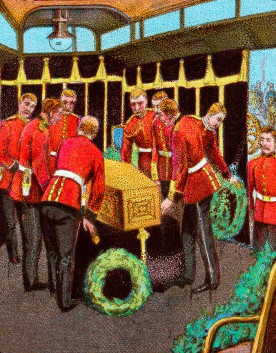 El ataúd de la Reina Victoria a bordo del Tren Real en su viaje a su funeral desde la estación de Gosport de Unbekannt