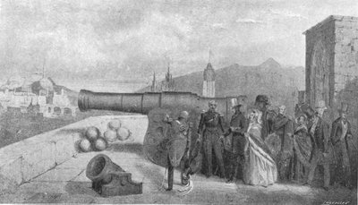 Primera visita de la Reina Victoria a Escocia, 1842: Inspeccionando Mons Meg en el Castillo de Edimburgo, 1901 de Unbekannt