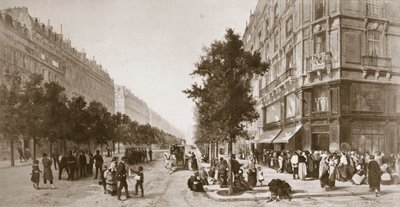 Fila fuera de una tienda de comestibles, Sitio de París, guerra franco-prusiana, 1870-1871 de Unbekannt