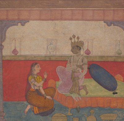 Radha Habla con Krishna: Página del Breviario de los Amantes de Boston Rasikapriya de Unbekannt