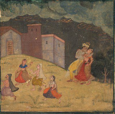 Radha y Krishna Atrapados en una Tormenta, c.1615-1620 de Unbekannt