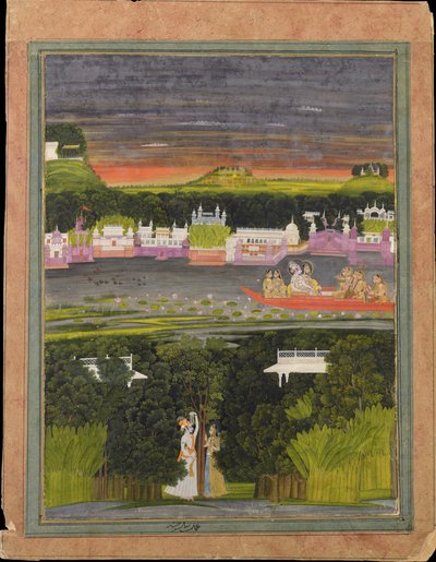 Radha y Krishna en la barca del amor de Unbekannt
