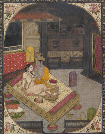 Radha y Krishna en una cama por la noche, ca. 1830 de Unbekannt