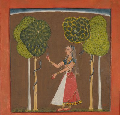 Ragini, posiblemente Asavari: Folio de una serie de Ragamala, ca. 1700-1710 de Unbekannt