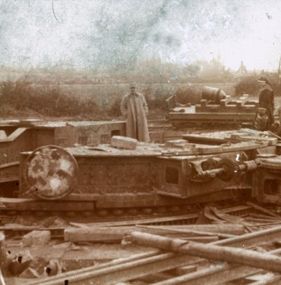 Montaje ferroviario para el cañón Big Bertha, c1914-c1918 de Unbekannt