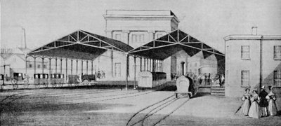 Las estaciones de tren en los primeros días eran asuntos extrañamente primitivos, c. 1934 de Unbekannt