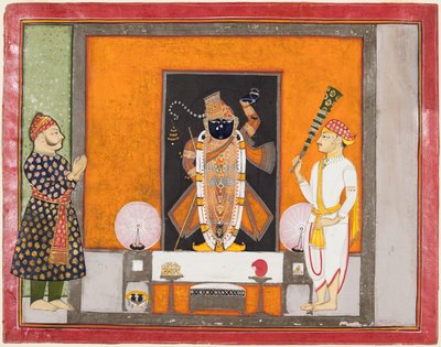 Raja Ram Singh adora a Krishna como Brij Nathji el novio, c. 1820 de Unbekannt