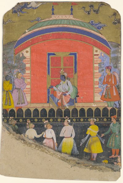 Rama recibe a Sugriva y Jambavat, los reyes mono y oso, Folio de..., ca. 1605 de Unbekannt