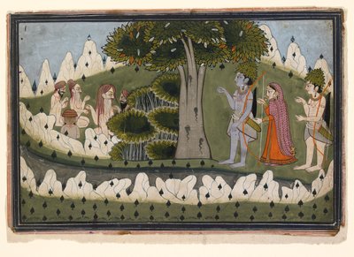 Rama, Sita y Laksmana en un paisaje con ascetas, c. 1830 de Unbekannt