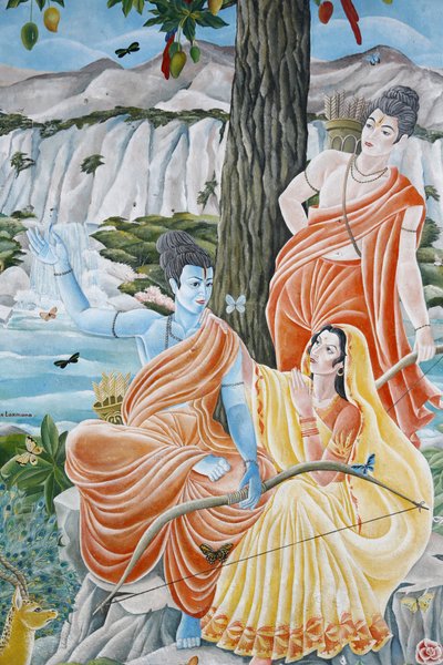 Rama, Sita y Laxman. Pashupatinah, Katmandú, Nepal de Unbekannt