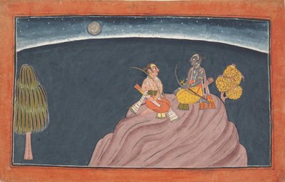 Rama y Lakshmana en el Monte Pavarasana: Folio de la serie Shangri Ramayana de Unbekannt