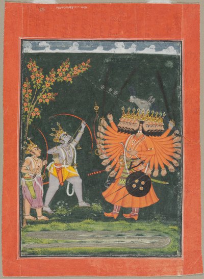 Rama y Laksmana luchando contra Ravana, c. 1750 de Unbekannt