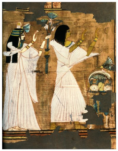 Rames y su esposa en adoración ante una mesa llena de ofrendas, c1400 a.C. 1958 de Unbekannt